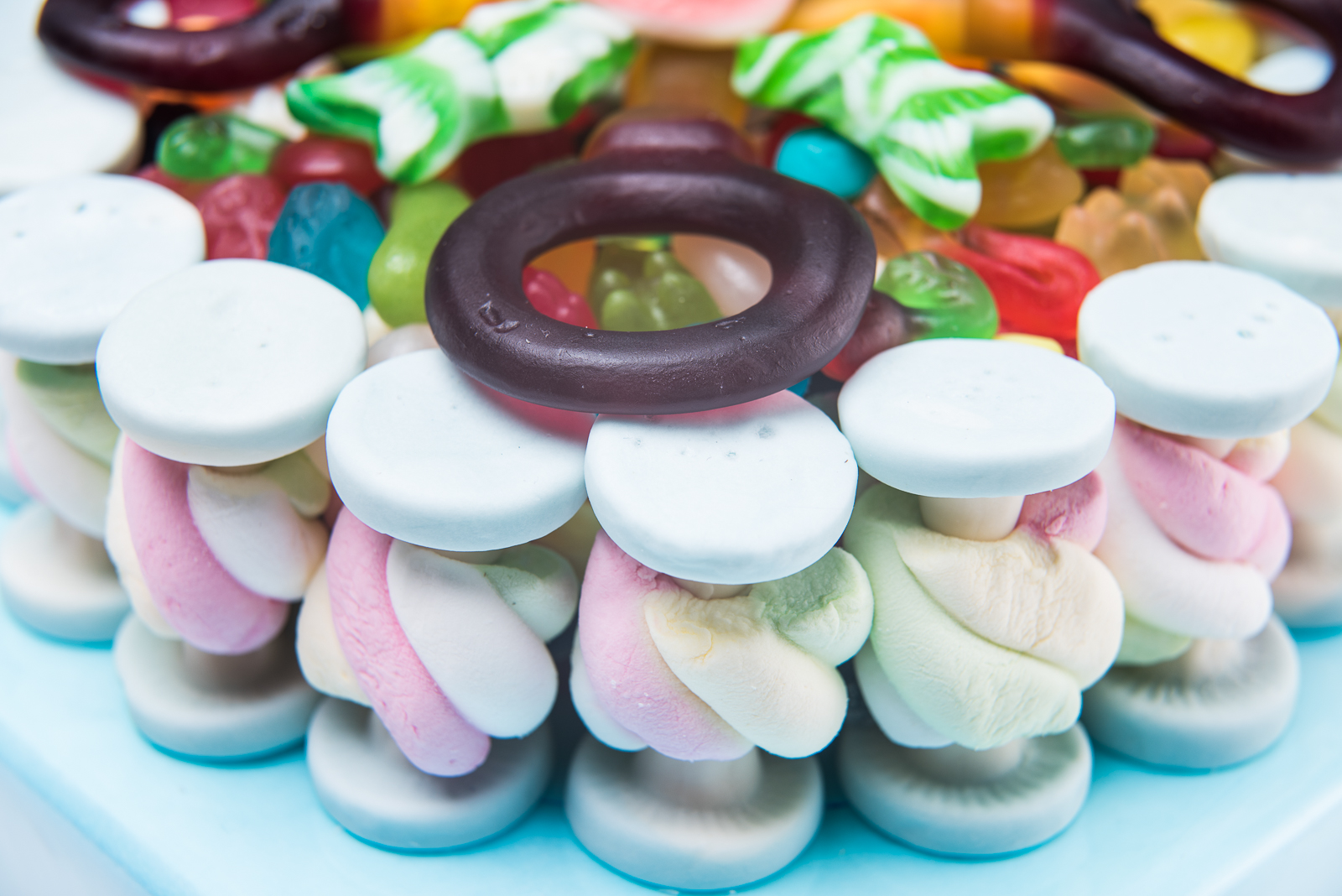 Handmade Blue Foam Mushrooms with Mallows Sweet Cake