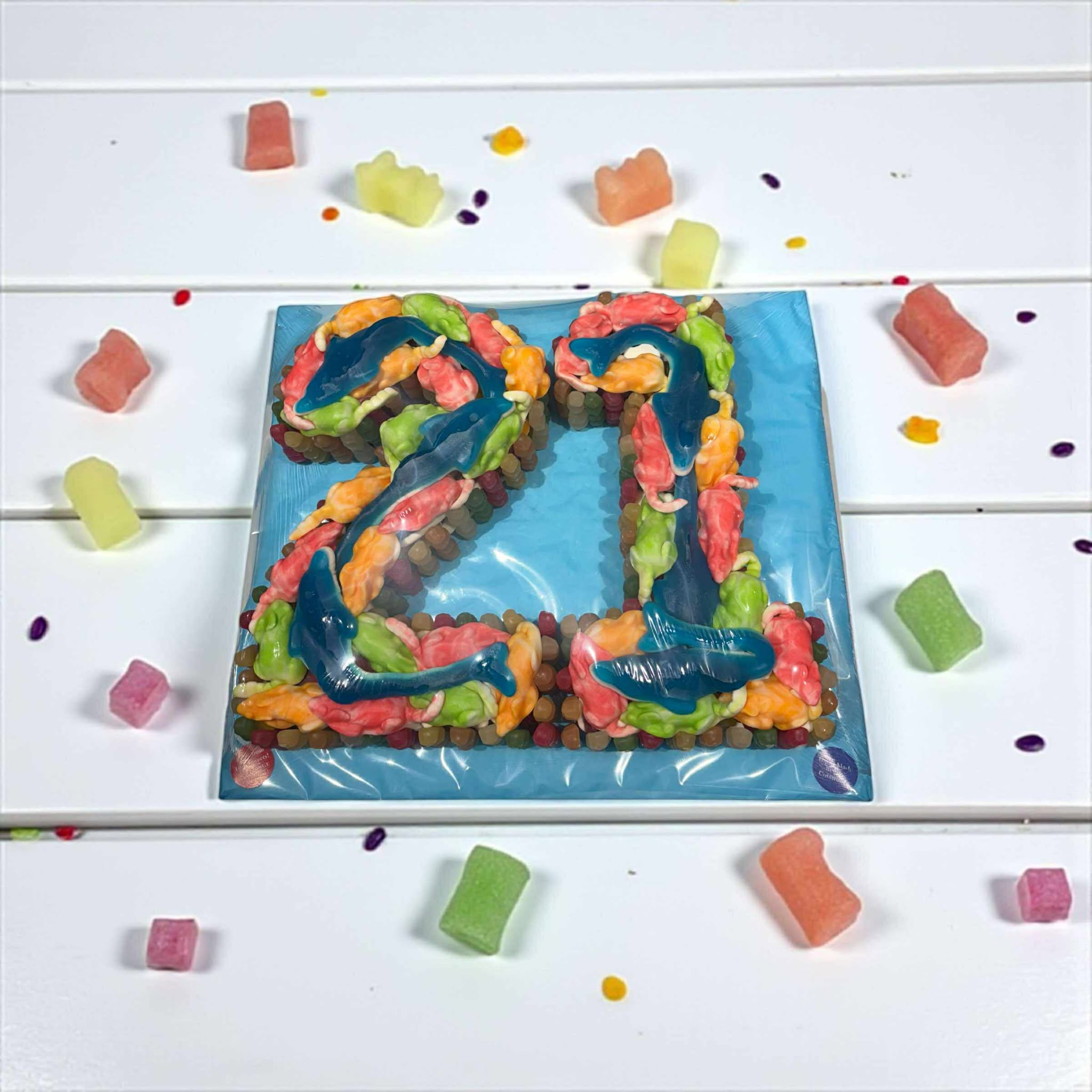 Handmade Double Number 21 Mini Jelly Baby Sweet Cake
