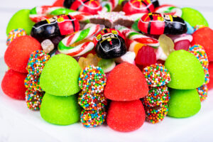 Red and Green Christmas Painballs and Rainbow Berries Sweet Cake 111