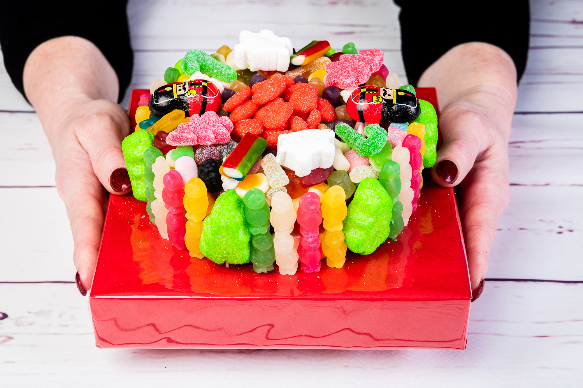 Handmade Mini Jelly Babies and Stars Marshmallow Sweet Cake.