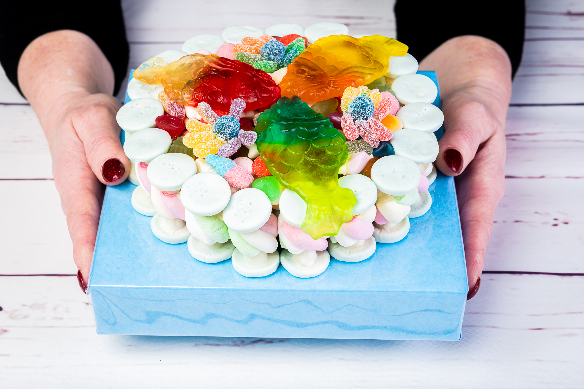 Handmade Blue Foam Mushrooms with Mallows Sweet Cake